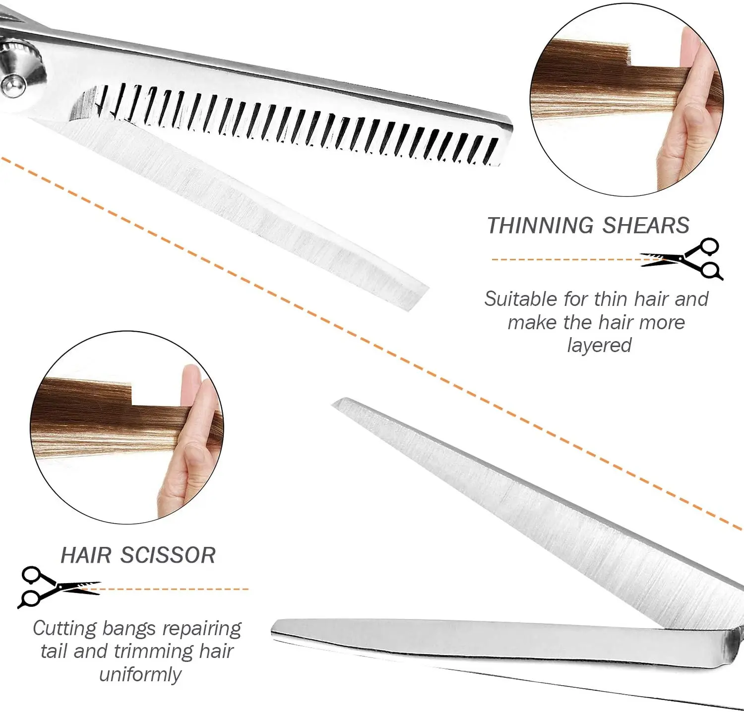 Pinkiou Hair Cutting Shears Professional Stainless Steel Hair Scissors for Hair Salon, Salon or Home Use, Size: 6.0