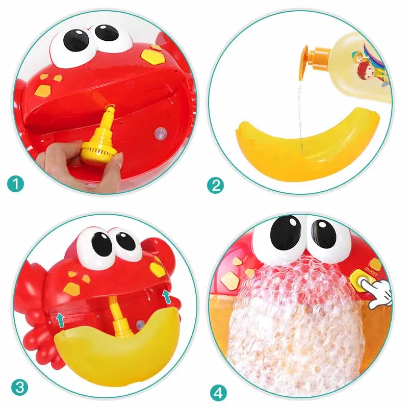 Outdoor Bubble Frog Crabs Baby Bath Toy Bubble Maker Swimming Bathtub Soap Bubble Machine Toys for Children With Music Water Toy