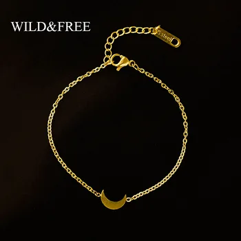 

Wild & Free Women Simple Gold Moon Bracelets Fashion Jewelry High Quality Gold Chain Bracelets & Bangles Stainless Steel Jewelry