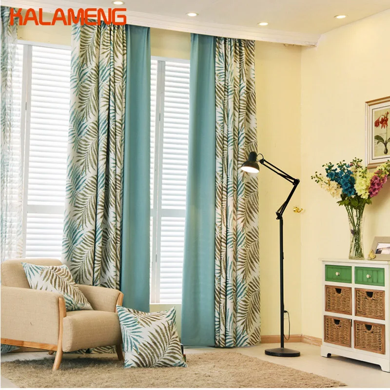 

Green Leaves Curtain Bay Leaf Window Curtain Leaves Tropical Country Decor Decoration Living Room Curtains Modern AXY8203 4
