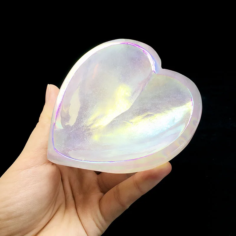 Wholesale Natural Angel Aura Rose Quartz Heart Shape Bowl Healing Crystal Carved Stone Dish Gift Home Decor Pink Ornament | Дом и сад