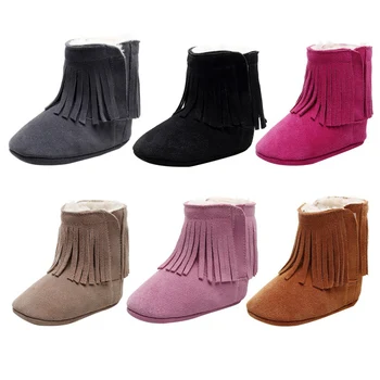 

infants warm shoes new winter baby girls shoes russia winter prewalkers Faux fur baby girls booties Leather baby first walkers