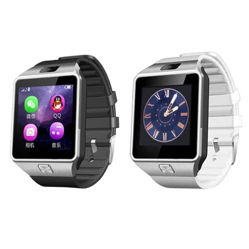 

2 Pcs DZ09 Smart Watch Wristwatch Support with Camera Bluetooth Sim TF Card Smartwatch for Ios Android Phones Silver & White