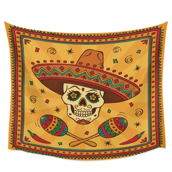 

Mexican Skull West Cowboy Wall Hanging Wall Decor Bedspread Tapestry Bedding Sheet Scarf Towel Furniture Bed Polyester