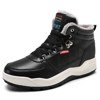 

Men Sneakers High Top Winter Outdoor Snow Boots Man Lace Up Warm Fur Casual Shoes Men Leather Size 47 48