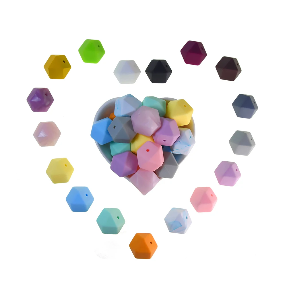 Mejor Compra Mabomasticar-Cuentas de dentición hexagonales de 17mm, 10 Uds., grado alimenticio, sin BPA, cuentas de silicona suave, mordedores de bebé, joyería para chupete aVjmdDr3w