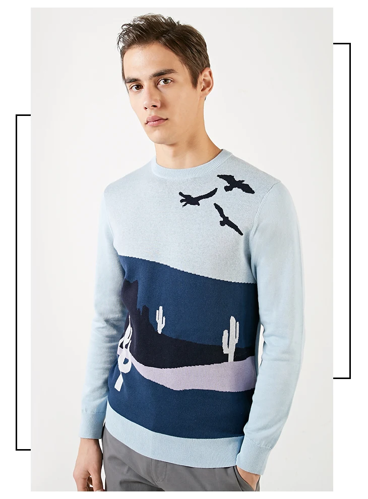 SELECTED Colour Matching Pattern Round-collar Knitted Sweater |419124552