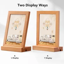 

A5 148x210mm Wood Acrylic Poster Menu Holder Stand Table Clear Ad Frame Plastic Brochure Sign Holder Paper Display Stand