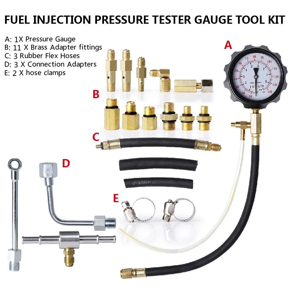 Universal Fuel Injection Gauge Kit Pressure Tester Test Car System
