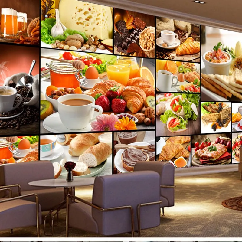 

Dropship Dropship Custom 3D Wallpaper European Bread Baking Tea Dessert Shop Cafe Background Wall Wallpaper