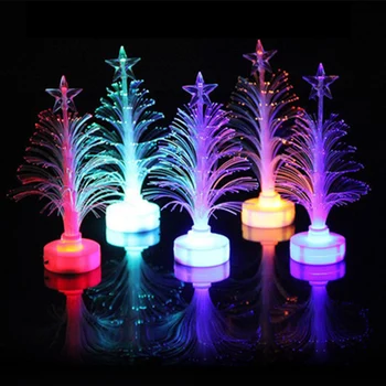 

Colored Fiber Optic LED Light-up Mini Christmas Tree with Top Star Battery Powered Children Toy Light Tree