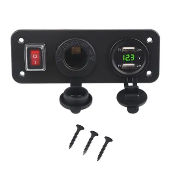 

Waterproof Car Rv Modified Car Charger Power Switch Double Usb Charger Cigarette Lighter Socket Electric Charger