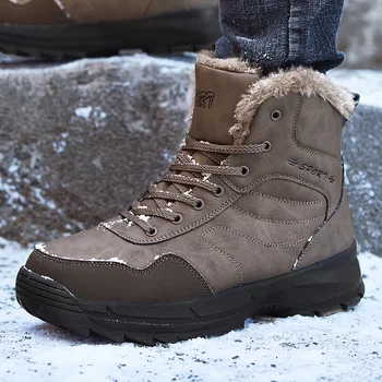 

Men Boots plush warm Winter Outdoor Sneakers Mens Snow Boots Waterproof Warm with fur Boots Snow Ankle Boots big size 48 a4