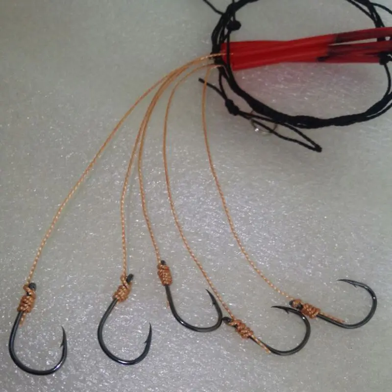 Pesca Ganci in Acciaio Inox Rigs Girevole Attrezzatura da Pesca Esche da Pesca Esca Singola Stringa Ganci Giappone con 5 Piccoli Ganci