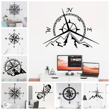 Творческий Приключения горы и Наклейка на стену в виде компаса домашний декор для Гостиная мальчиков Спальня детских комнат настенные Стикеры росписи