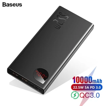 

Baseus Power Bank 10000mAh USB Type C PD Fast Charging + Quick Charge 3.0 PowerBank 10000 mAh External Battery For Xiaomi iPhone