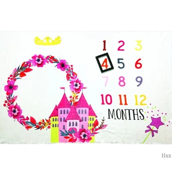 

New Baby Kids Milestone Photography Blanket Child Castle Printing Pattern Newborn Creative Photo Background Cloth