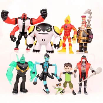 

9Pcs/set " Anime Ben10 Ben Tennyson Grey Matter Kineceleran Heatblast Four arms GK Opp Action Figure Collectible Model Toy Y41