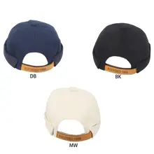 K3NF Unisex Hip Hop Solid Color Sailor Hat Brimless Docker Cap Beanie Rolled Cuff Skullcap with Adjustable Letters Faux Leather