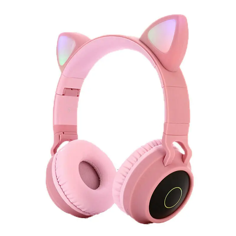 Светодиодный наушник с шумоподавлением с кошачьими ушками, Bluetooth 5,0, молодежная детская гарнитура, поддержка tf-карты 3,5 мм, разъем с микрофоном