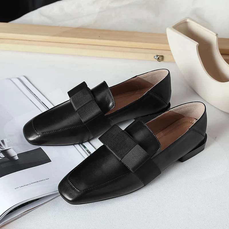 Zapatos de mujer; Туфли-оксфорды; женская повседневная обувь из натуральной кожи; новые весенние мокасины в британском стиле с бантом; Chaussures femme