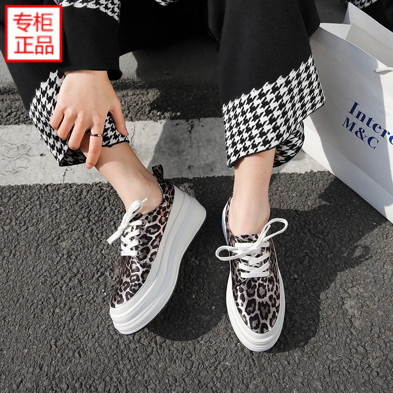 

2019 Spring New Style Ozhouzhan Low Top Flat Casual round-Toe WOMEN'S Shoes Leopord Pattern Shoes Thick Bottomed Lazy Students T