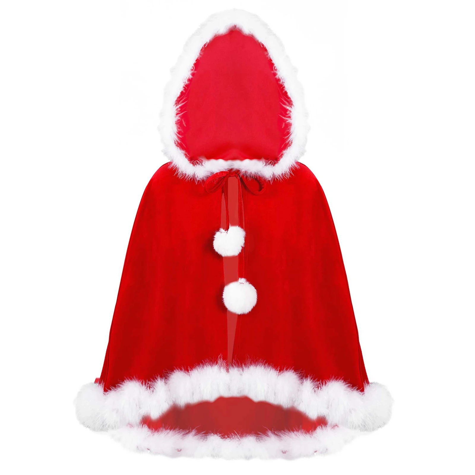 

Kid Girls Christmas Costumes Cloak Cape with Hooded for Cosplay Costumes Cloak Fancy Party New Year Santa Clause Dress Up Cothes