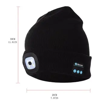 

Winter Warm Press Button LED Light Bluetooth Beanie Hat Collapsible Musical Knit K1KD