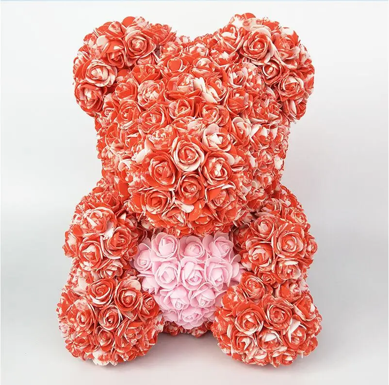 Цветок плюшевый медведь Роза Медведь смешанный цвет Свадьба юбилей день Святого Валентина День рождения подарок свадебный цветок медведь подарок - Цвет: Красный
