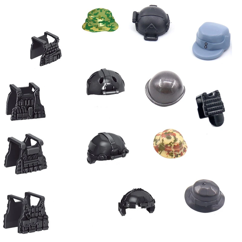 Militare Swat Arma Building Blocks Caschi Pack Polizia Della Città Soldato Gilet Ww2 Accessori Dell'Esercito Moc Brick Ragazzi Giocattoli Regalo C189