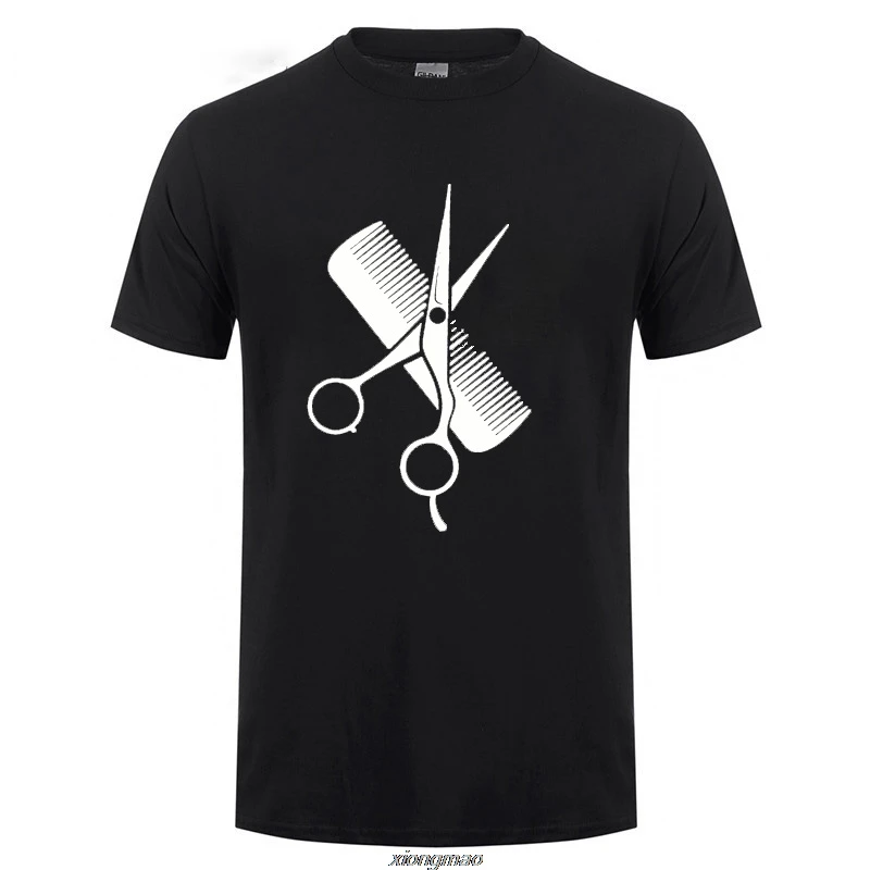 

Cool Hairdresser Stylist Scissors Comb Barber Weapons Gift T Shirt For Hairdresser Men Women Hip-Hop Simple Splicing T-Shirt Tee