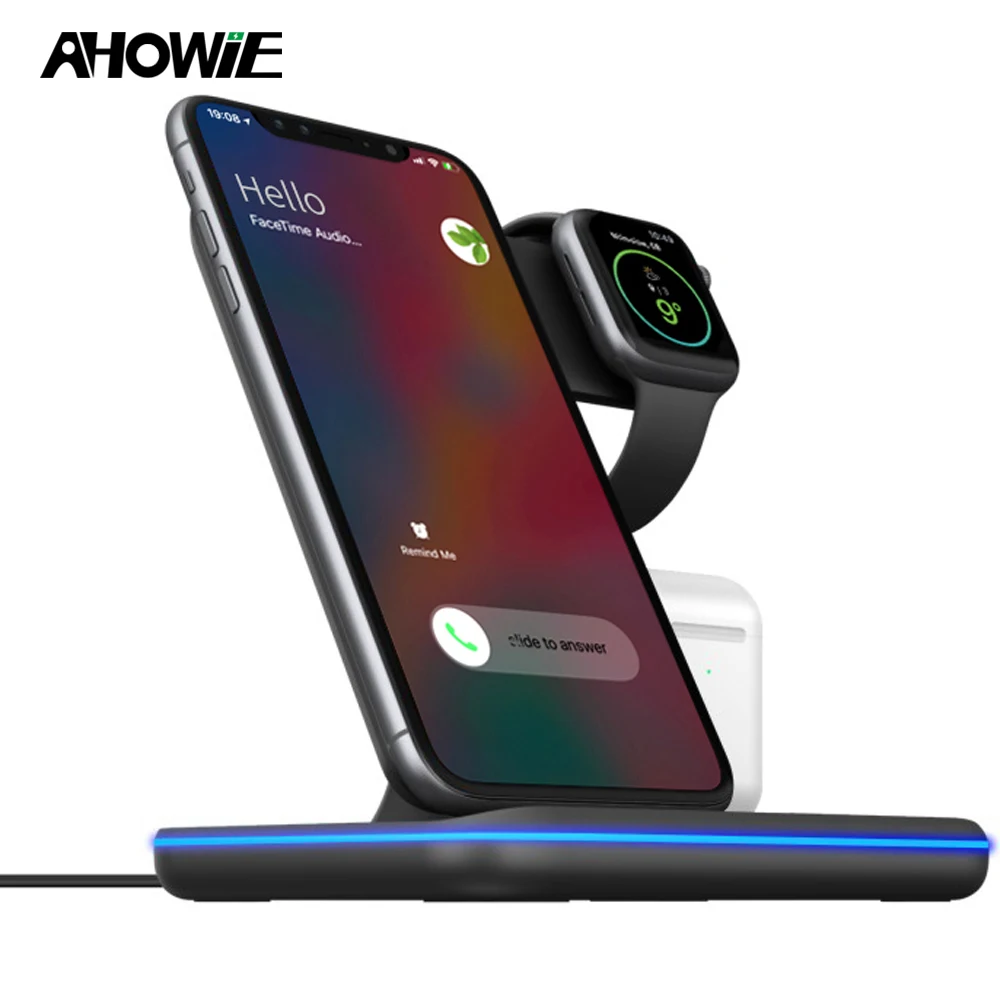 Беспроводное зарядное устройство Qi 15 Вт для Iphone 11 Pro Max Apple Watch 4 3 2 Airpods|Зарядные