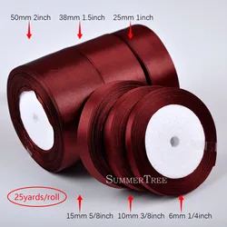 Elegant Burgundy Satin Ribbon - 25 Yards for DIY Crafts & Decorations (Burgundy)