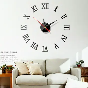 

Home Modern Rome Style Decoration Home Decor Wall Clocks Acrylic Mirror Acrylic Art Sticker 3D Mirror Surface DIY Wall Clock