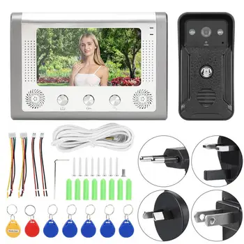 

video peephole 7inch Night Vision Doorbell TFT ID Card Intercom Camera Video Door Phone 100-240V ring doorbell Video Intercom