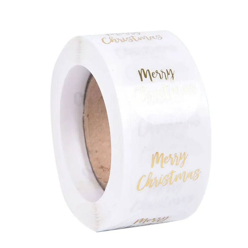 

500pcs Clear Round Merry Christmas Stickers DIY Card Box Package Label Sealing Stickers Wedding Decor Stationery Sticker