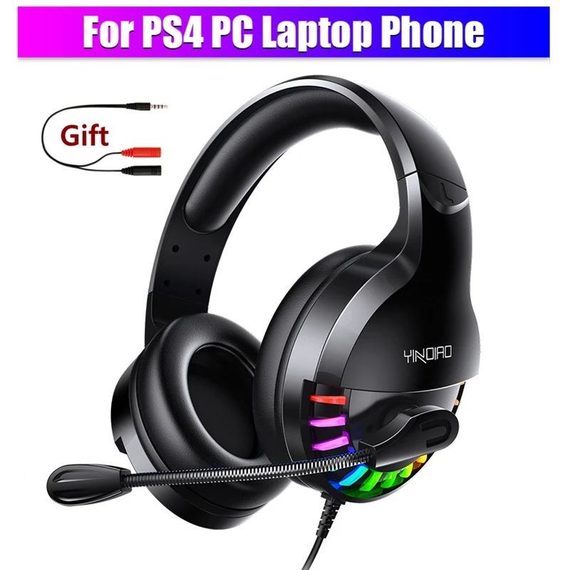 

Over Ear Computer Gamer Headphone with Microphone For PC PS4 Gaming LED Headset Noise Cancel Earphone PC Phone Music Helmet
