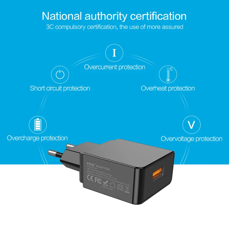 PZOZ usb зарядное устройство европейская настенная вилка быстрая зарядка QC 3 0