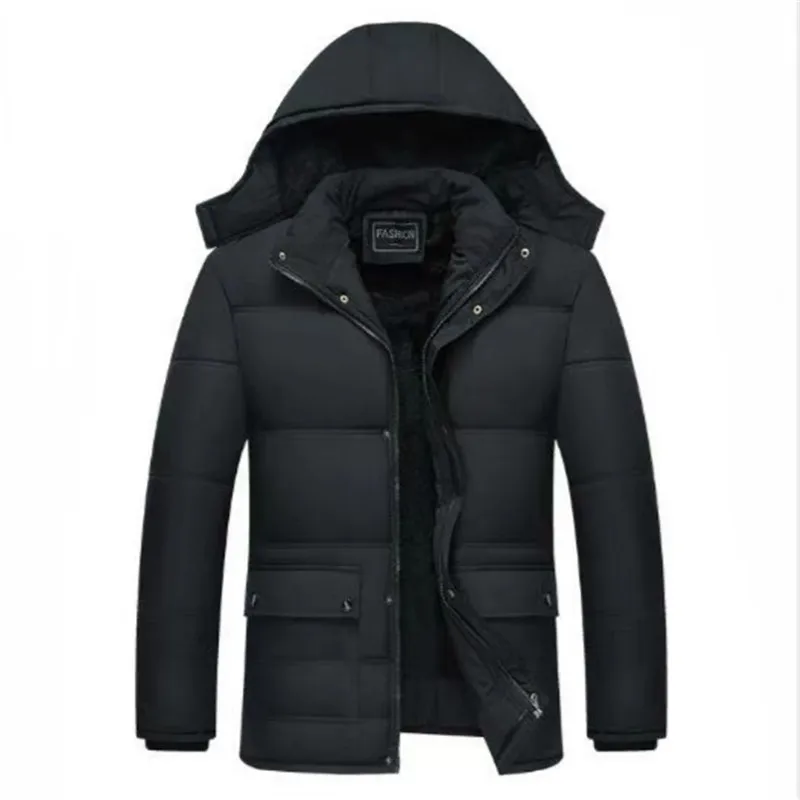 Sitaicery, 5XL, пуховики, новинка, толстая зимняя куртка для мужчин, с капюшоном, с подкладкой, на молнии, с карманами, черное пальто, одежда, верхняя одежда, Прямая поставка