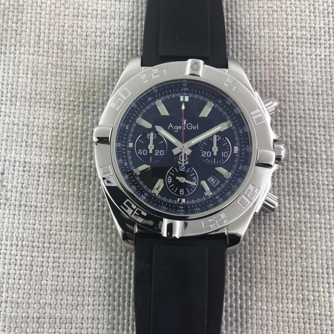 

Luxury Brand New Chronograph Men Stopwatch Sapphire Crystal Silver Full Black Case Canvas Rubber Sport Watches Limited AAA+