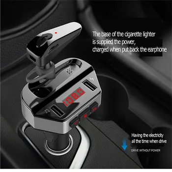 

Multifunction Handsfree Wireless Bluetooth FM Transmitter MP3 Player USB Charger 3.1A Car Accessories Bluetooth earphone