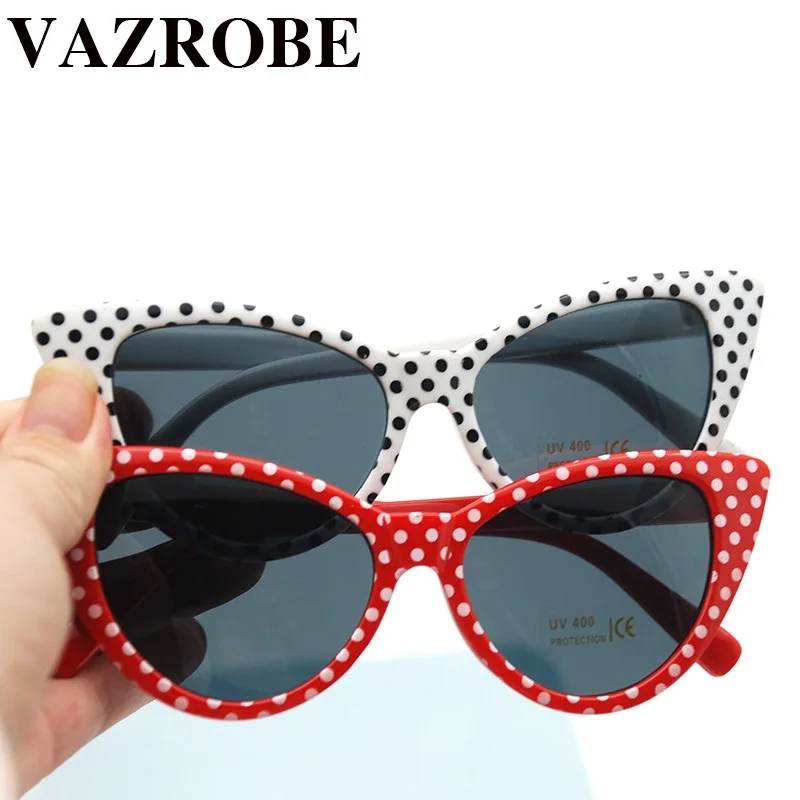 Vazrobe, кошачий глаз, солнцезащитные очки для женщин, в горошек, солнцезащитные очки для женщин, кошачий глаз, оттенки, женская мода, стиль, красный, белый, розовый, черный