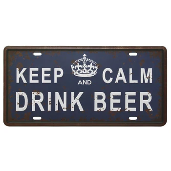 

KEEP CALM DRINK BEER Plate Metal Plate Car Number Tin Sign Bar Pub Cafe Home Decor Metal Sign Garage Painting Plaques Sign