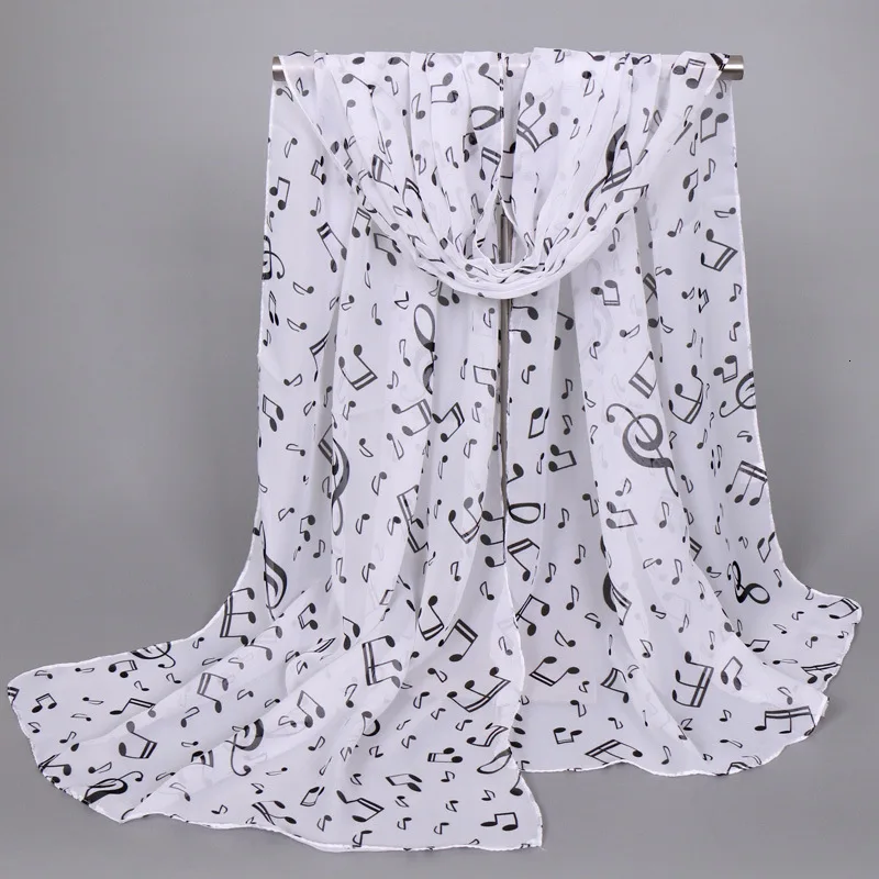 Теплый зимний женский длинный широкий шарф Мягкие шифоновые платки шарфы женская шаль Foral шифоновый шарф с принтом кашемировые шарфы Нотная запись