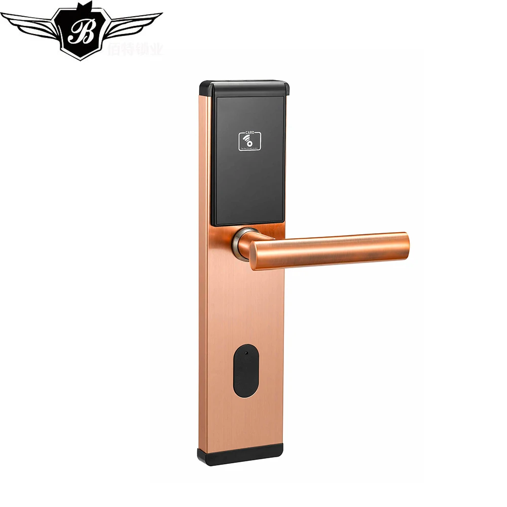 Best Quality Smart RFID Card Hotel Door Lock Hot Sale Electric digital door Lock System With Free life Software - Color: Red Bronze