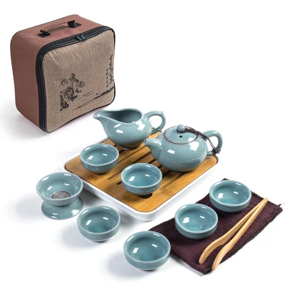 Китайский дорожный чайный набор кунг-фу керамическая портативная чайная чашка из фарфора Gaiwan путешествия кунг-фу Открытый Путешествия сухой чайный поднос - Цвет: 2