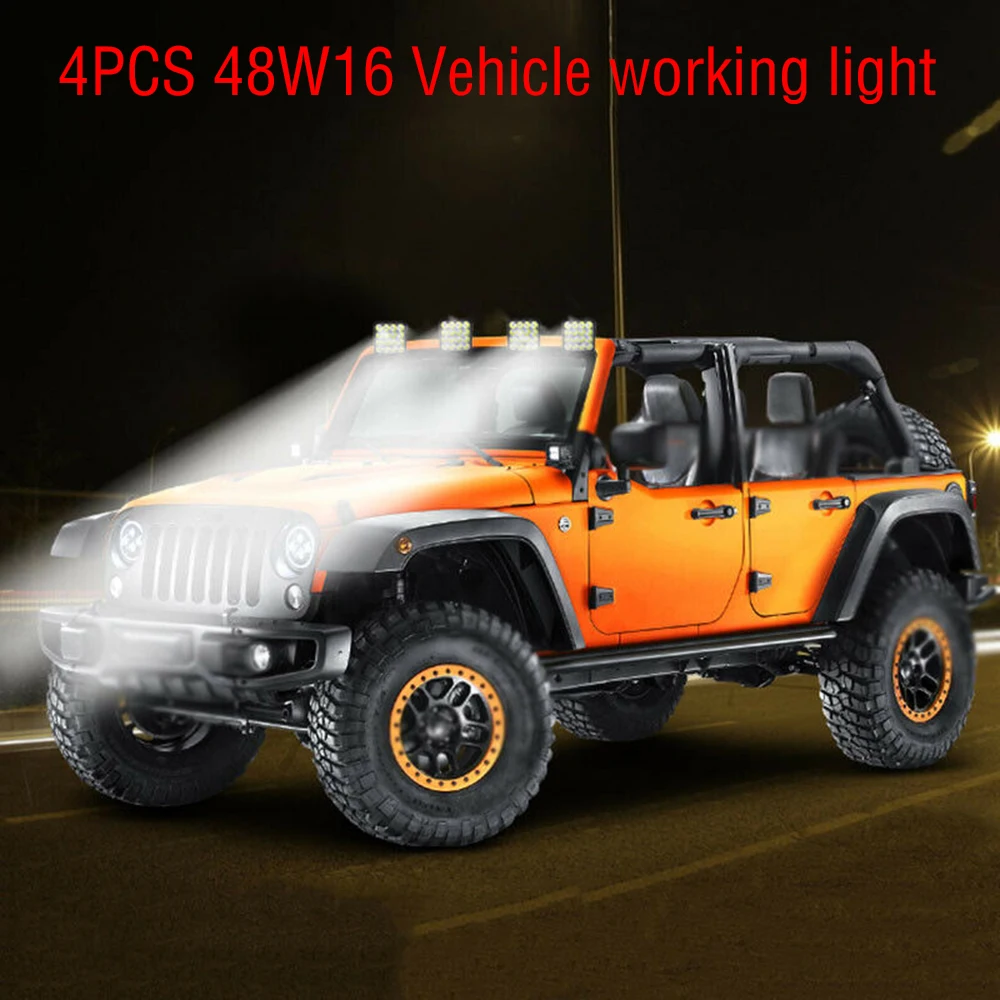 4X48 W Светодиодный светильник для работы, противотуманная фара для грузовика, внедорожный трактор, прожектор, светильник s 12V 24 V, квадратный светильник из нержавеющей стали