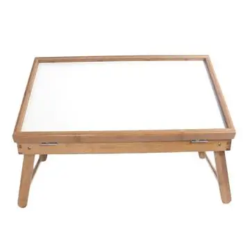 

Simple folding laptop computer desk bed tabletop adjustable dining table wood color and white wooden board