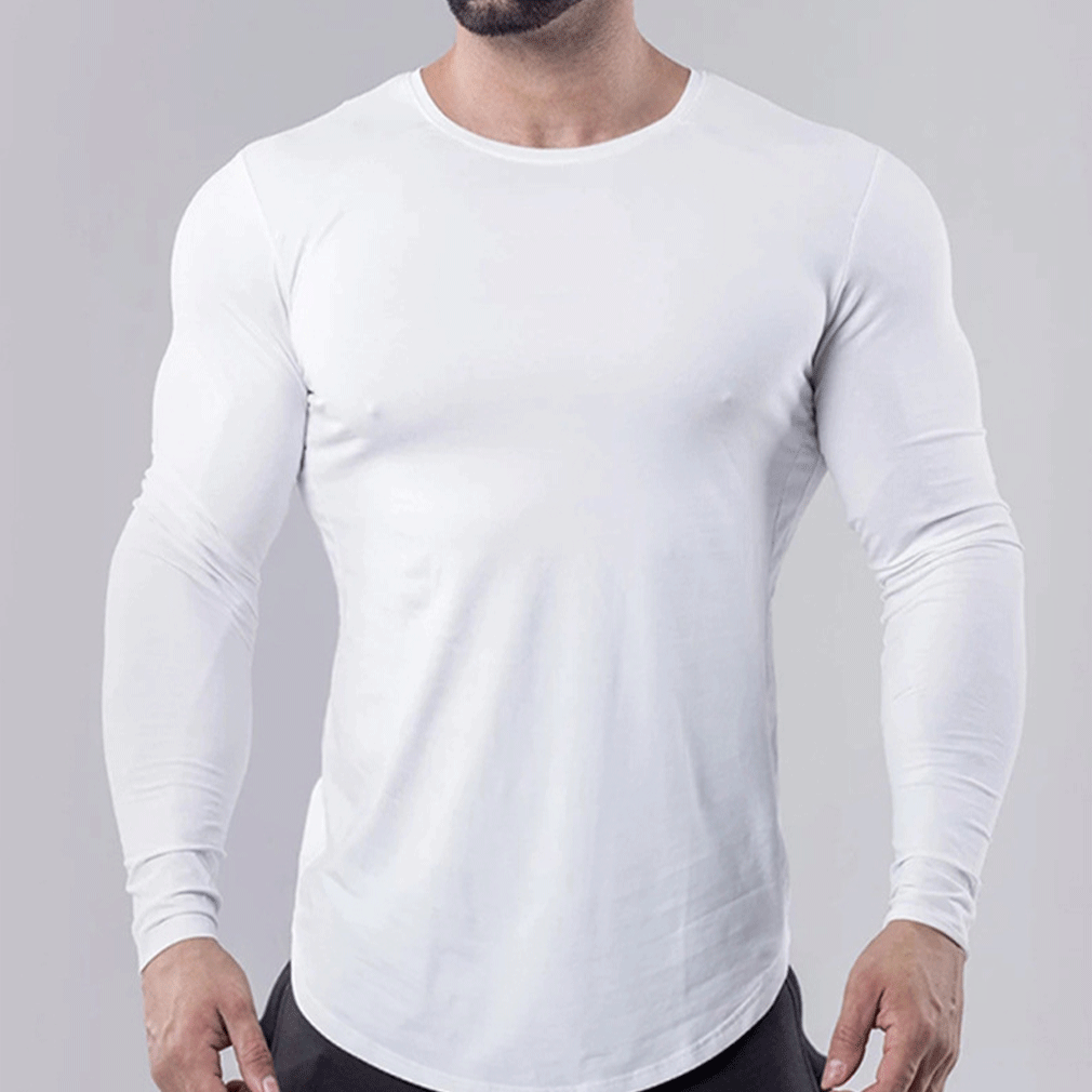 Men Gym Slim Fit Shirt Casual O Neck Long Sleeve Muscle Tee Tops T  shirt|T-Shirts| - AliExpress