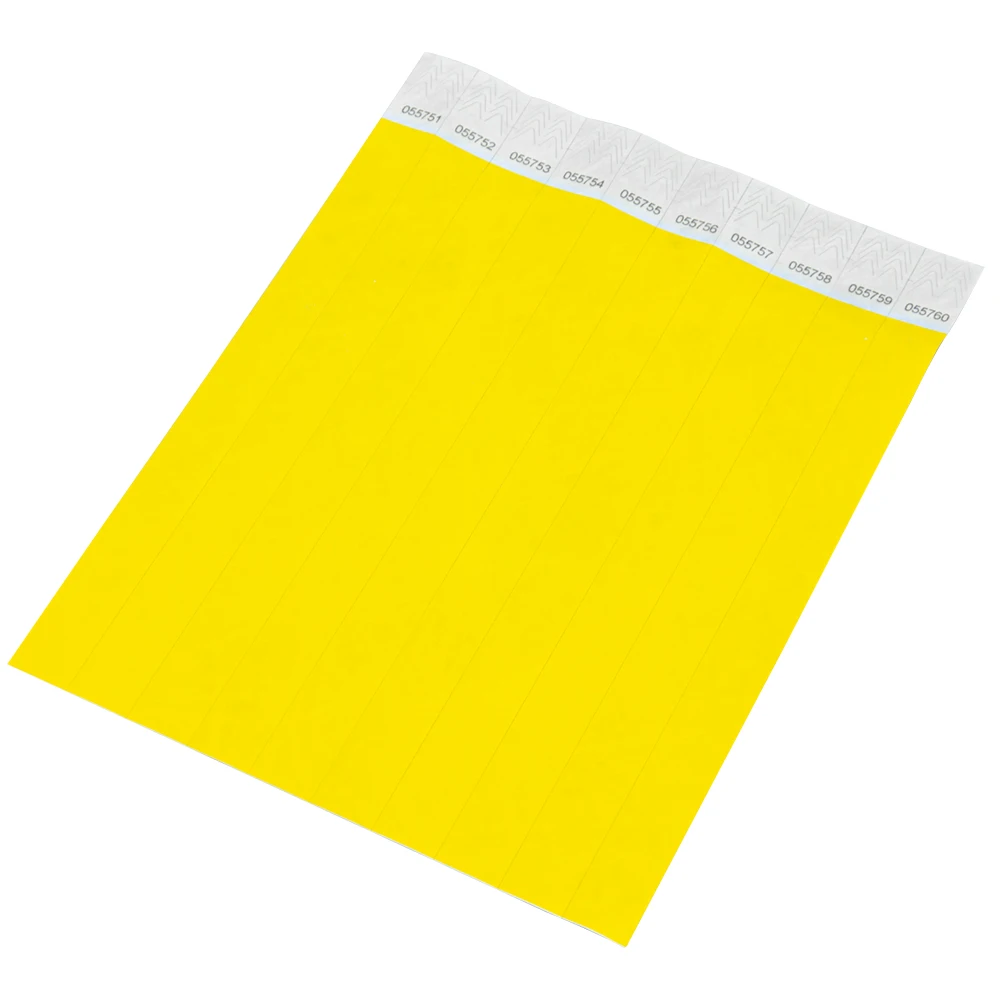 Solid NEW Yellow Color 3/4 inch Tyvek Wristbands with Series Numbers, ID Wristbands for Party Events, 500 Pieces